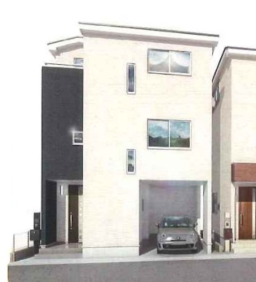 新築戸建　2号棟（川崎区鋼管通1丁目）の外観パース|外観パースです　新築戸建　2号棟　JR南武線「小田栄」駅徒歩13分　2LDK+納戸＋カースペース　明るいLDKは15帖越　バルコニー二か所　