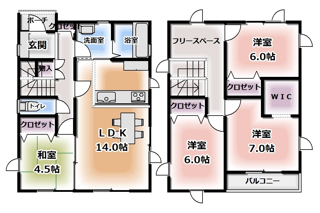 新築建売　盛岡市津志田の間取り