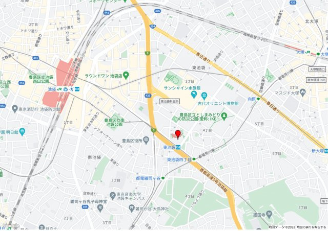 豊島区東池袋４丁目の店舗一部の地図