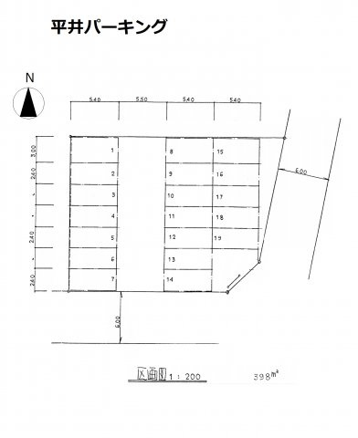 平井パーキングの区画図|区画図 約19台