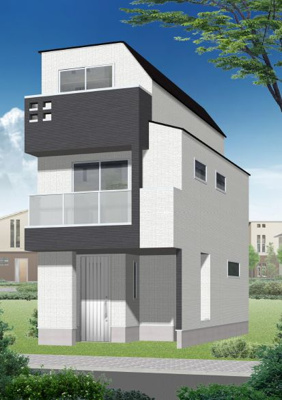 【外観パース】 | 江戸川区東小岩1丁目新築戸建 | CGのため、外装材の割付・外構・付帯設備等は実際のプランと異なる場合がございますのでご了承ください。