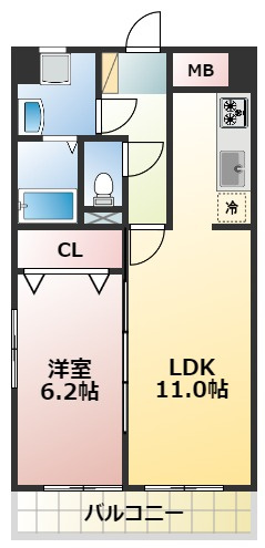 熊本市中央区大江６丁目の賃貸マンションの間取り