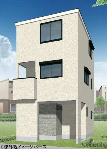 【保土ケ谷区岩間町２丁目105新築戸建てＢ棟】（保土ヶ谷小学校・岩崎中学校）の外観パース|完成予想図です。