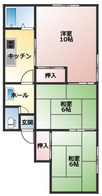 学校町高新貸家の間取り