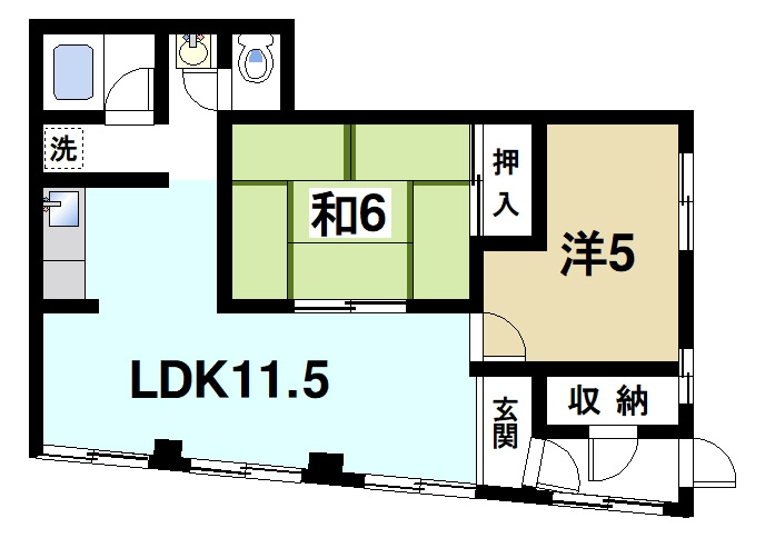 サンプラザ南京終の間取り|ゆったりと暮らせる1LDKの間取りです。