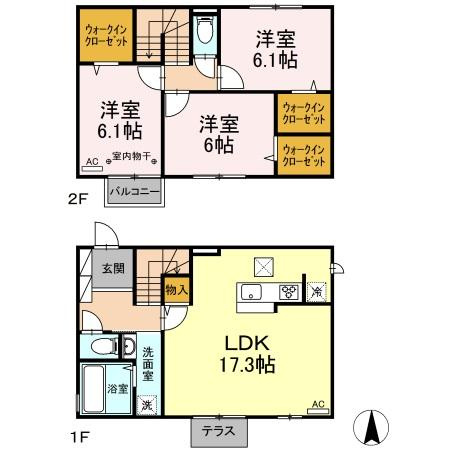 東仙北貸家の間取り