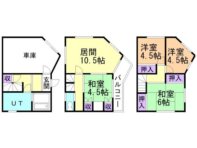室蘭市宮の森町4丁目21-9戸建の間取り