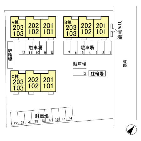 カーサイルフィオーレ Aの区画図