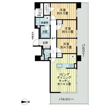 ライオンズタワー岡山千日前の間取り