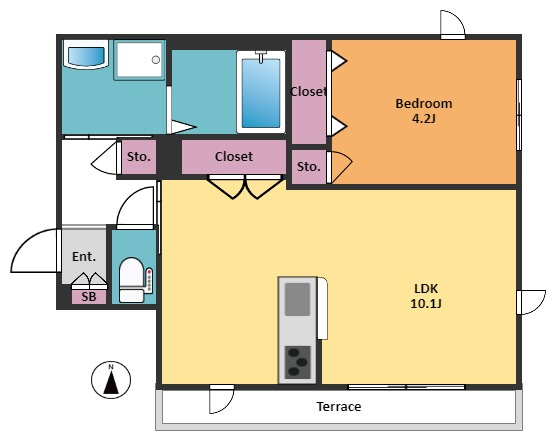 【間取り】 | ブリスタ | 開放的なLDKが魅力のゆとりある1LDKです！