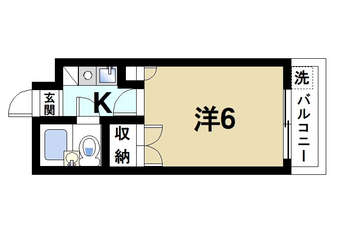 オークマンションおおみやの間取り|お一人暮らしにピッタリの1Ｋのお部屋です。