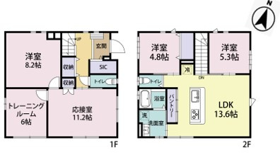 中央区姥ケ山3丁目　中古戸建の間取り|応接室が1階、LDKが2階にあるので、来客時にもプライベートが守れます。