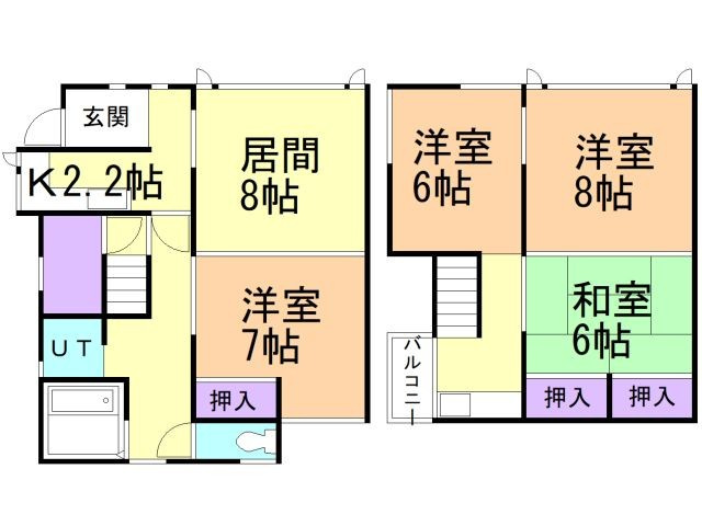 室蘭市常盤町１０－５戸建の間取り