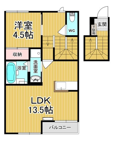【間取り】 | ラヴィーヌ芝の内A | カップルさんにオススメのお部屋です♪
