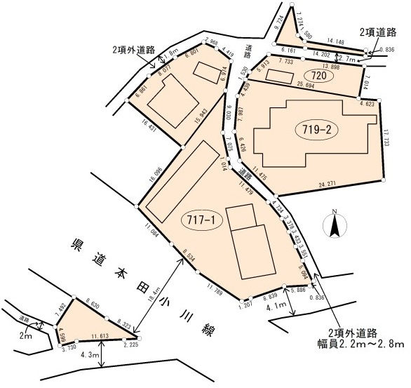 比企郡小川町上横田   土地６２６坪の土地図