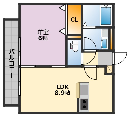久留米市東合川６丁目のアパートの間取り