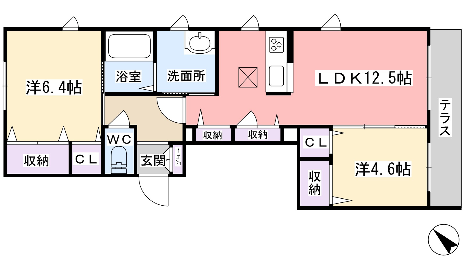 ぬくみの間取り|1階角部屋のお部屋です