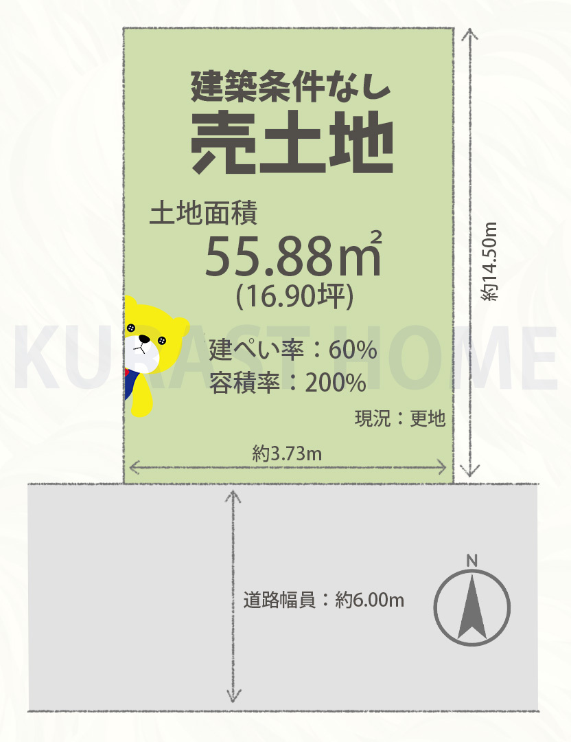 京都市伏見区久我石原町　建築条件なし土地の土地図