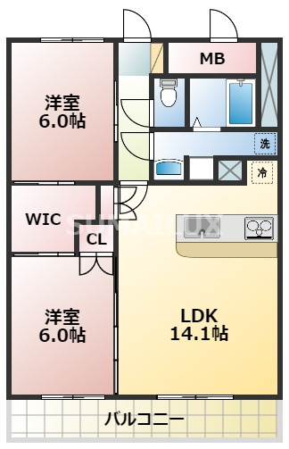 熊本市東区保田窪３丁目の賃貸マンションの間取り