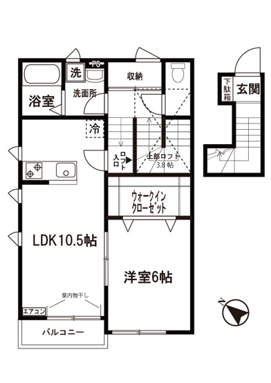 【間取り】 | エアリーズ | カップルさんや新婚さんにもオススメの1LDKタイプ！なんと言っても最上階・角部屋・二面採光なのが嬉しい♪