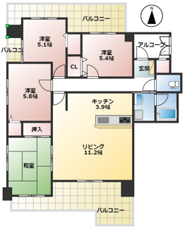 【間取り】 | テラスノバ穂積只越！9階部分！角部屋！日当り・眺望良好です♪管理費・修繕積立金合計11400円！ | テラスノバ穂積只越！9階部分！角部屋！日当り・眺望良好です♪管理費・修繕積立金合計11400円！敷地内駐車場5000円！