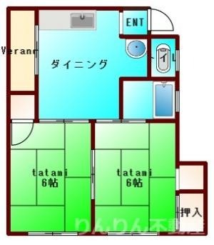【間取り】 | 勢見マンション | バルコニーからの眺めを楽しみながら食事をしませんか
