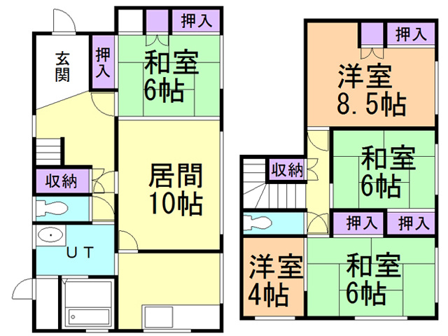 室蘭市母恋南町3丁目15-9戸建の間取り