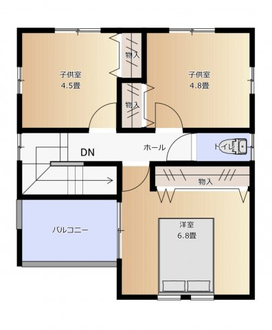 浜坂３丁目☆未入居物件の間取り|2階平面図　家具の配置はイメージです。