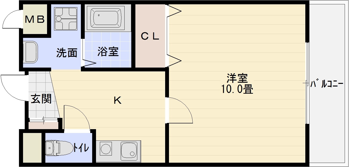 ティーエヌコートの間取り|柏原市　1K