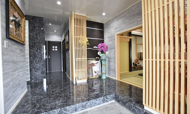 山武市成東　平家モデルハウスの玄関|令和3年5月築４LDK平屋未入居 土地約158坪 建物約48坪　オール電化