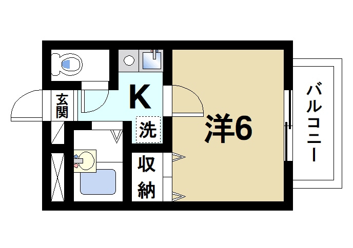 ラポール田井庄Bの間取り|人気の1Kです