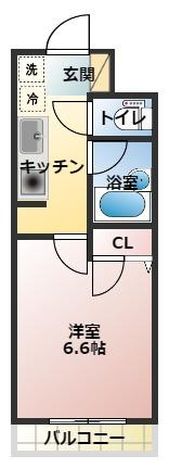 ルクレ津田沼の間取り|スタンダートな１Kの間取りです