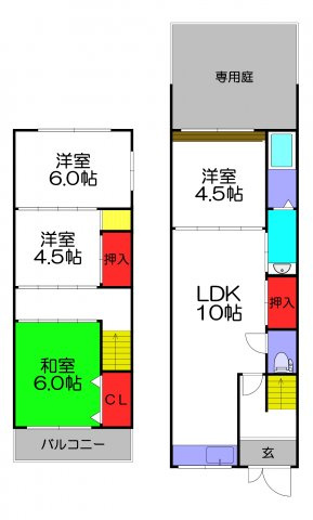平尾1丁目テラスハウスの間取り