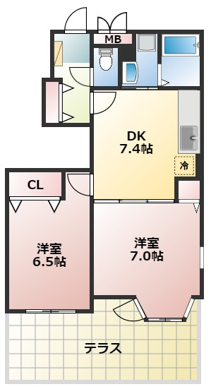 熊本市東区下江津７丁目のアパートの間取り