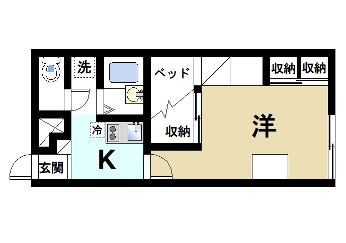 レオパレスＴｏ２の間取り|単身様にもおススメのゆったりとした間取り。