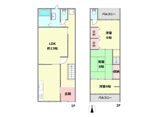 尼崎市西難波町3丁目中古テラスハウスの間取り