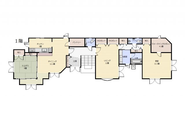 津山市山北　中古住宅　7LDKの間取り|1F
