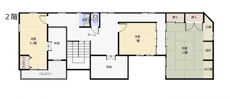 津山市山北　中古住宅　7LDKの間取り|2F