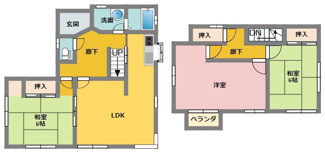 【間取り】 | 石原町　中古戸建て | ■３LDK／木造２階建て／現在の間取りです