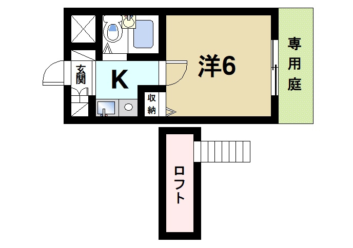 シティパレス生駒谷田町Ｐ６の間取り|便利なロフト付き