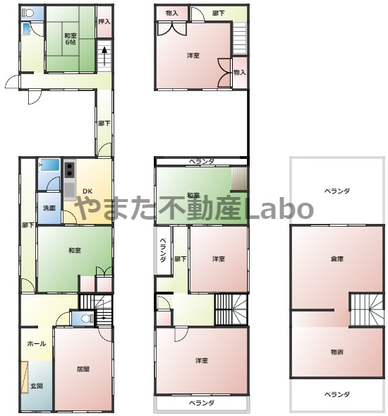 鳥取市弥生町中古戸建の間取り