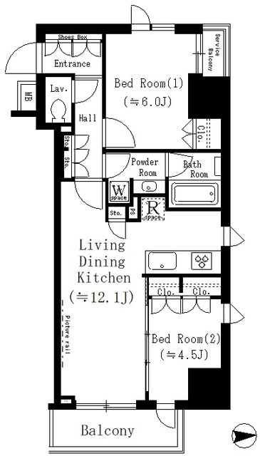 ルフォンプログレ文京湯島の間取り|2LDK