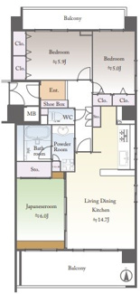 【間取り】 | プラウド八尾桜ケ丘2階部分　中古マンション
