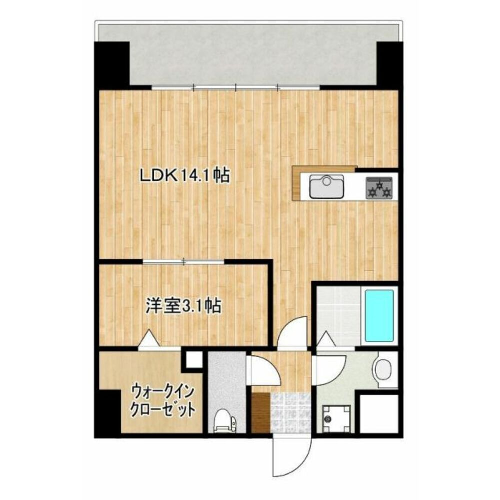 熊本市中央区京町本丁の賃貸マンションの間取り