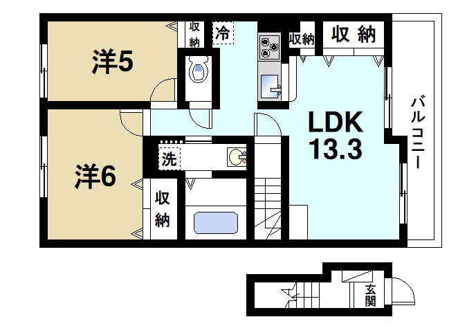 シルフィードの間取り|2LDK