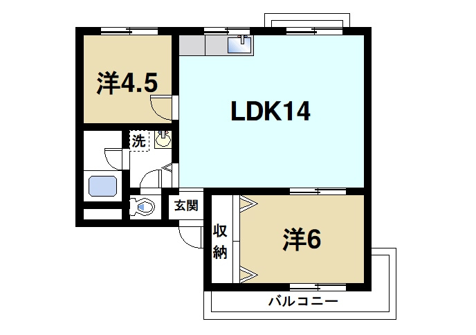 仲嶌マンションの間取り|2ⅬDKの間取り