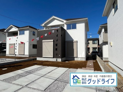【外観】 | 本庄市日の出12期　新築戸建　3号棟 | モダンで重厚感のある落ち着いた雰囲気の外観です。