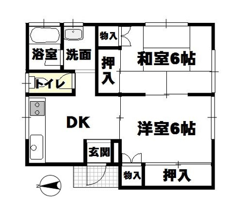 【間取り】 | 宇佐美みのりの村　戸建 | コンパクトな2DK