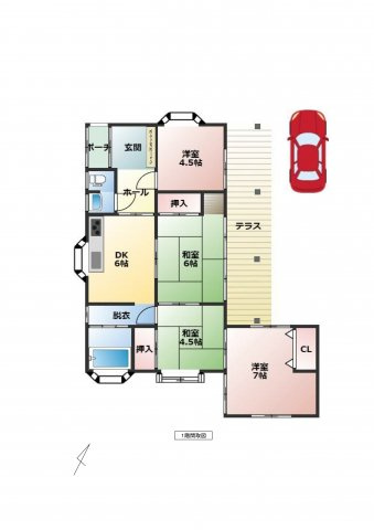 【間取り】 | 西有明町平屋建住宅 | 4DKの平家建住宅