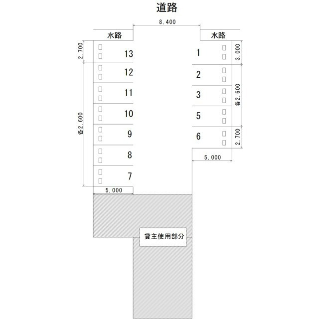岐阜市福富天神前の駐車場の間取り